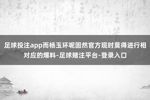 足球投注app而杨玉环呢固然官方现时莫得进行相对应的爆料-足球赌注平台-登录入口