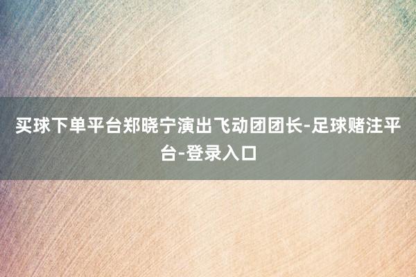 买球下单平台郑晓宁演出飞动团团长-足球赌注平台-登录入口