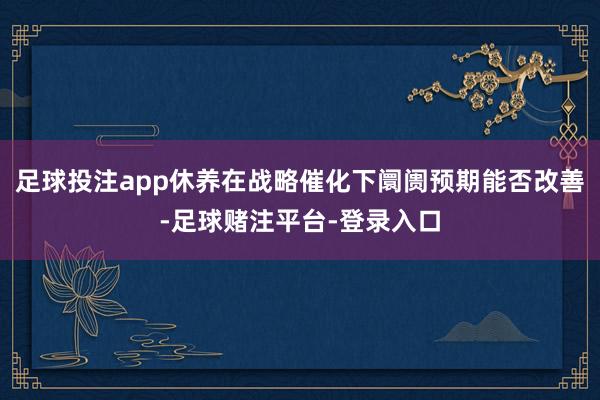 足球投注app休养在战略催化下阛阓预期能否改善-足球赌注平台-登录入口